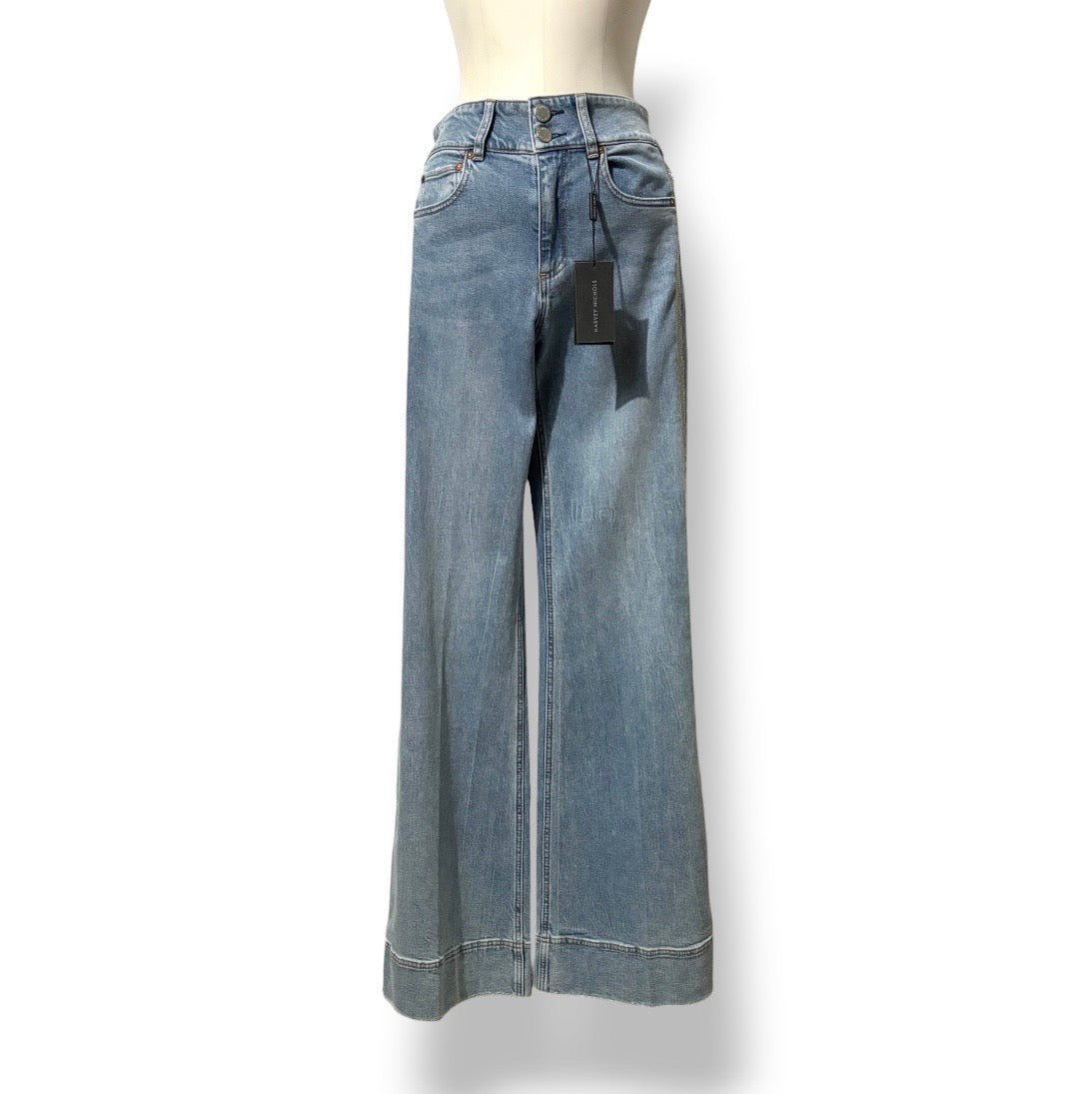 Vaqueros Wide Leg Alice + Olivia con Banda Lateral de Cristales