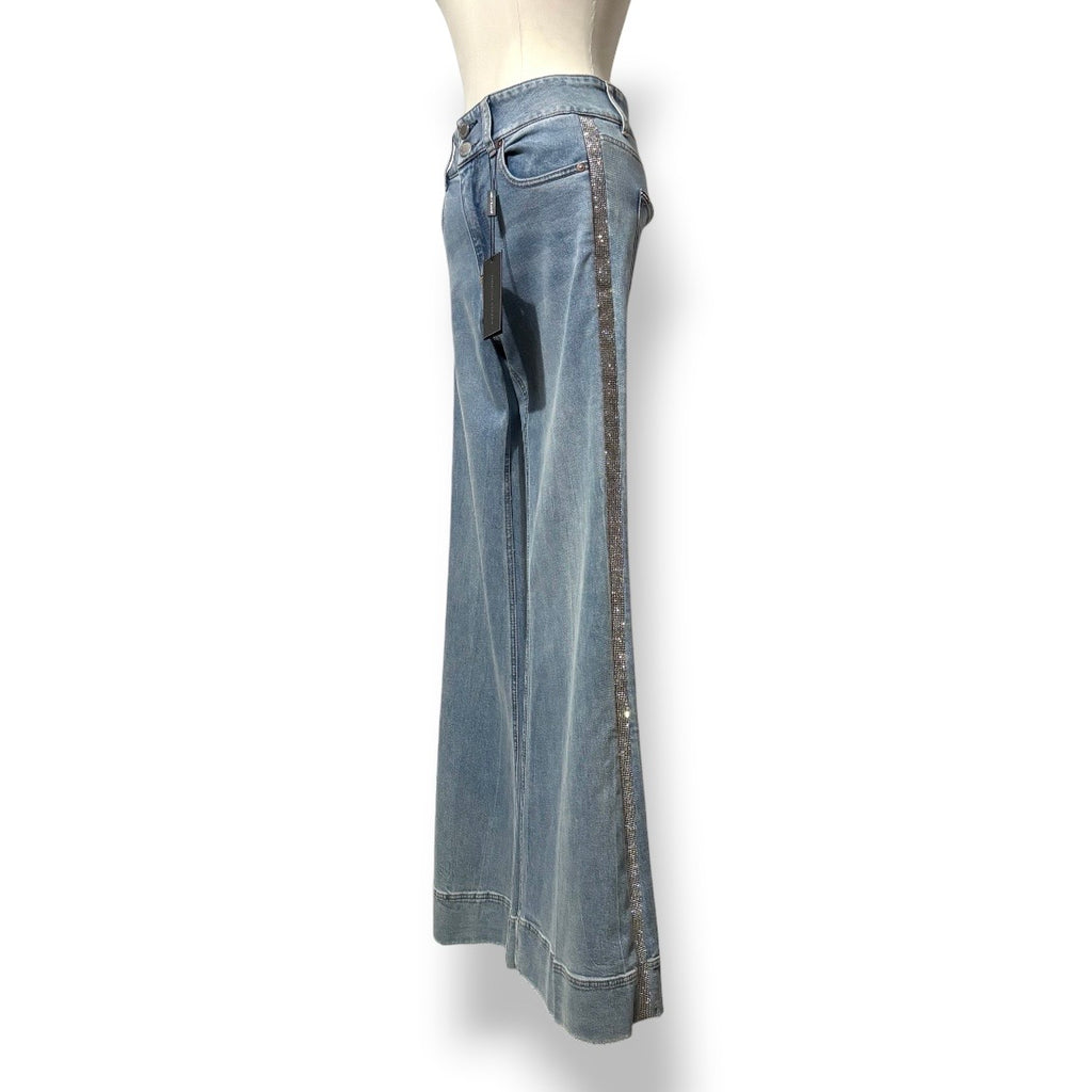 Vaqueros Wide Leg Alice + Olivia con Banda Lateral de Cristales