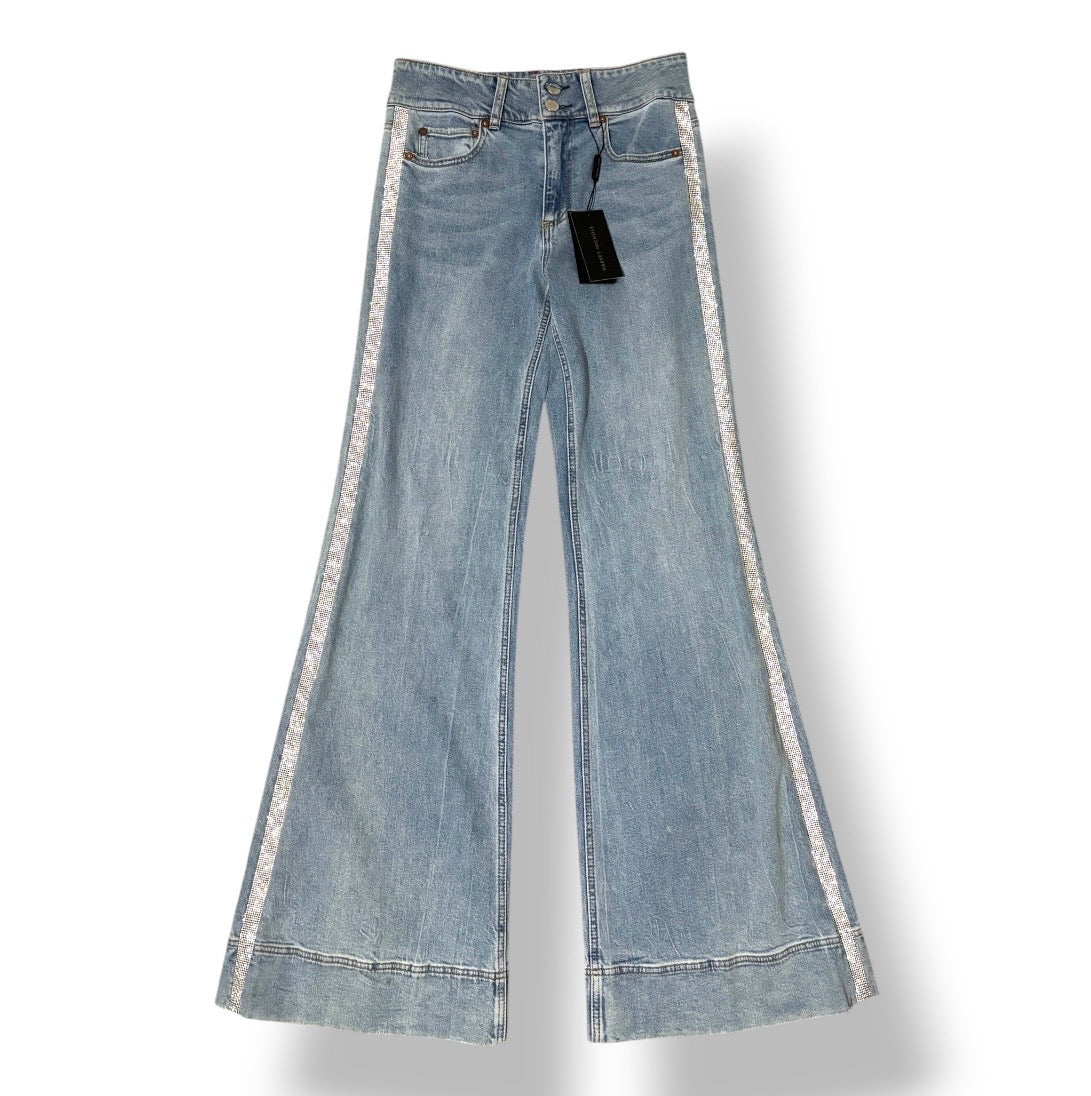 Vaqueros Wide Leg Alice + Olivia con Banda Lateral de Cristales