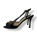 Zapatos de Tacón Manolo Blahnik Peep Toe Destalonados – Charol Negro de Lujo