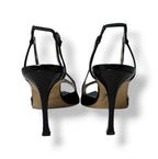 Zapatos de Tacón Manolo Blahnik Peep Toe Destalonados – Charol Negro de Lujo