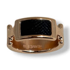 Anillo de Lujo Hermès Olympe: Elegancia en Oro Rosa y Cuero Negro