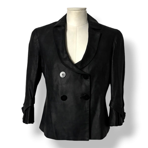Chaqueta Blazer de Cuero Negro Armani Collezioni – Lujo Atemporal
