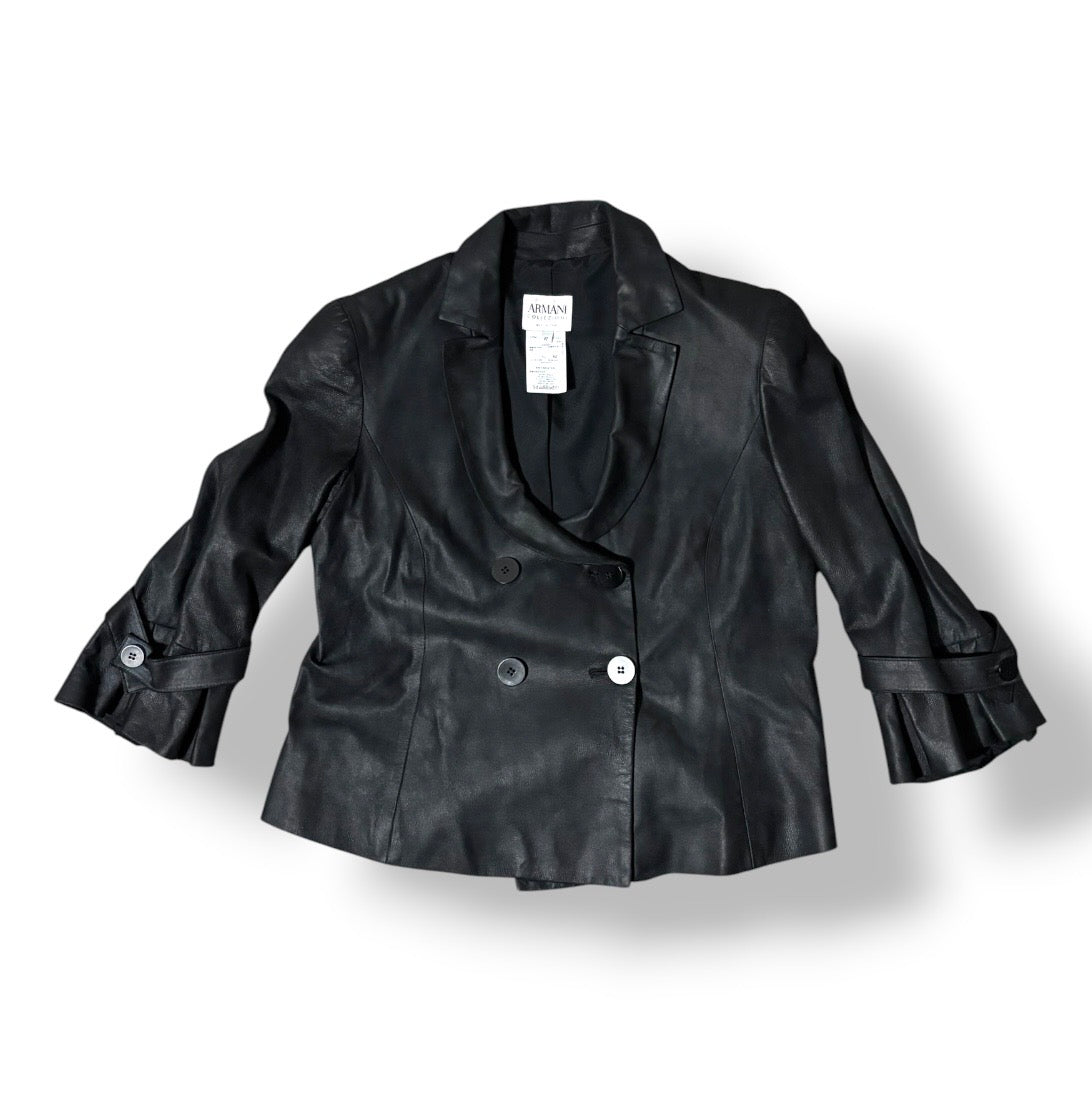 Chaqueta Blazer de Cuero Negro Armani Collezioni – Lujo Atemporal