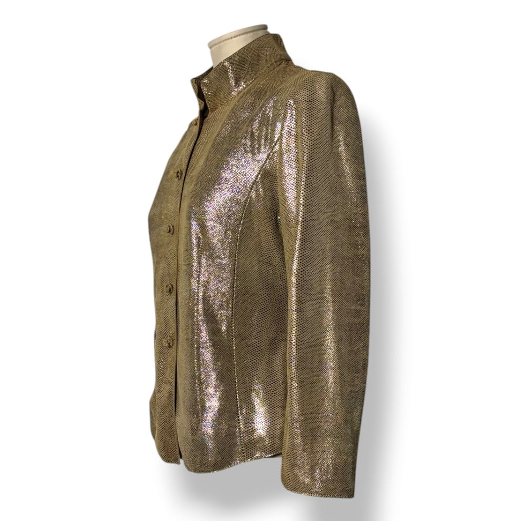 Chaqueta de Piel Metalizada Dorada de Armani Collezioni: Una Obra de Arte de la Sastrería Italiana