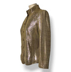Chaqueta de Piel Metalizada Dorada de Armani Collezioni: Una Obra de Arte de la Sastrería Italiana