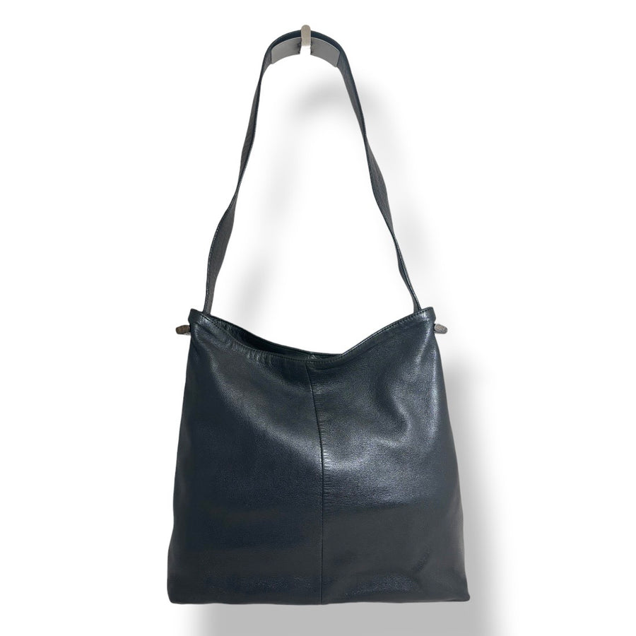 Bolso de Hombro Hobo Loewe en Piel Napa Negra: Elegancia Minimalista Vintage