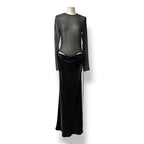 Vestido Largo de Seda y Malla Transparente Christopher Esber - Black
