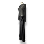 Vestido Largo de Seda y Malla Transparente Christopher Esber - Black
