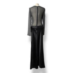 Vestido Largo de Seda y Malla Transparente Christopher Esber - Black