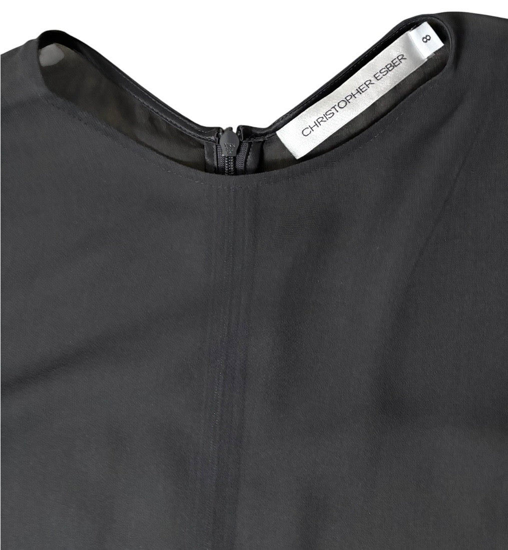 Vestido Largo de Seda y Malla Transparente Christopher Esber - Black