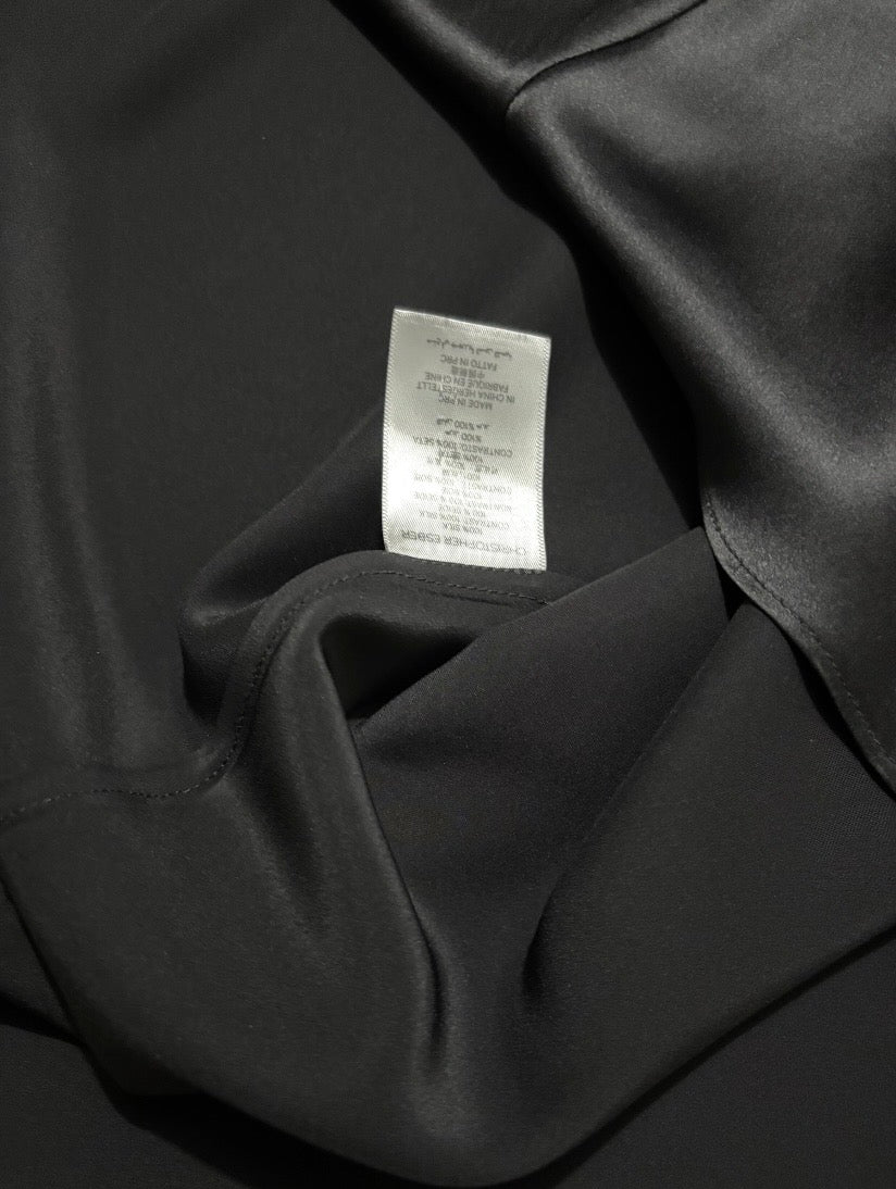 Vestido Largo de Seda y Malla Transparente Christopher Esber - Black