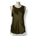 Top de Satén Verde Oliva Helmut Lang – Camiseta Sin Mangas Minimalista