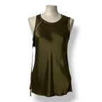 Top de Satén Verde Oliva Helmut Lang – Camiseta Sin Mangas Minimalista