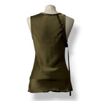 Top de Satén Verde Oliva Helmut Lang – Camiseta Sin Mangas Minimalista