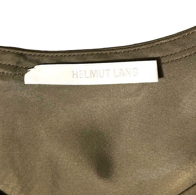Top de Satén Verde Oliva Helmut Lang – Camiseta Sin Mangas Minimalista