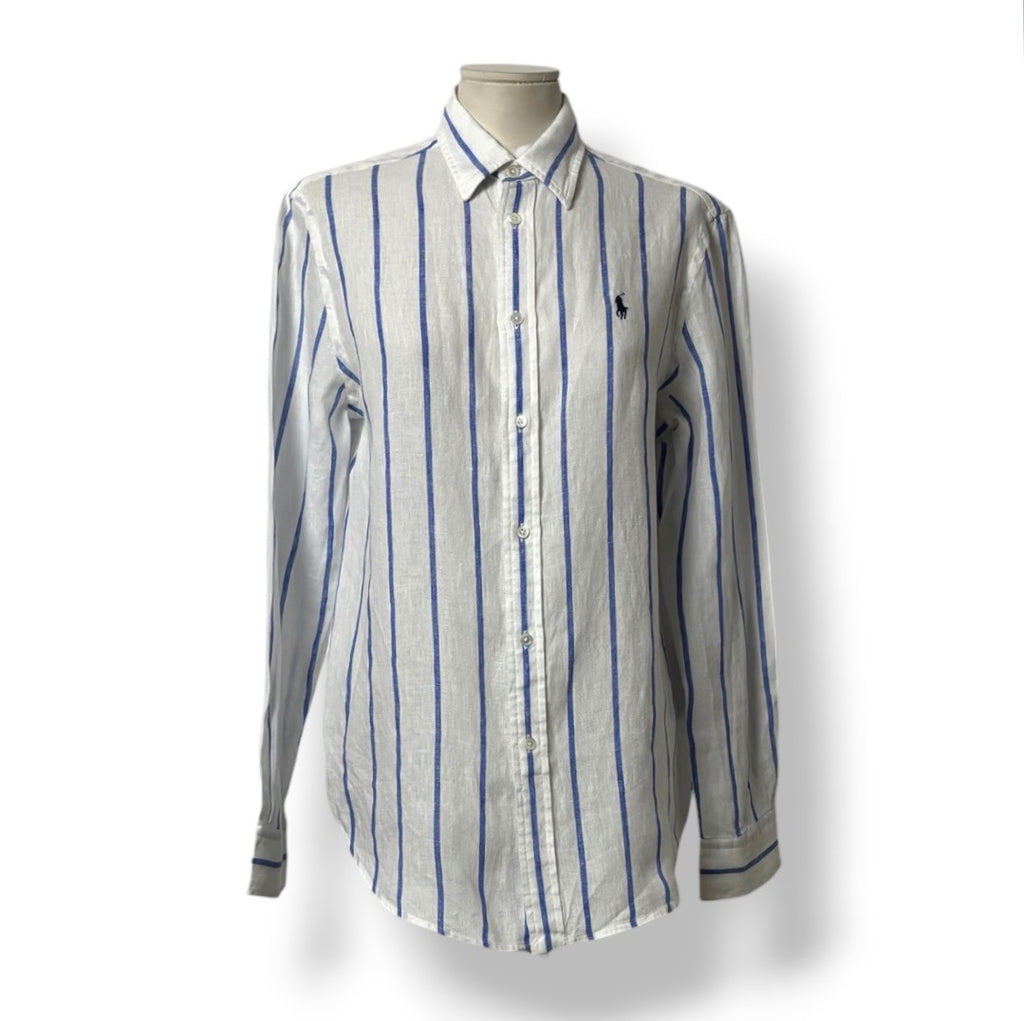 Camisa de Lino para Mujer Polo Ralph Lauren a Rayas Azules y Blancas