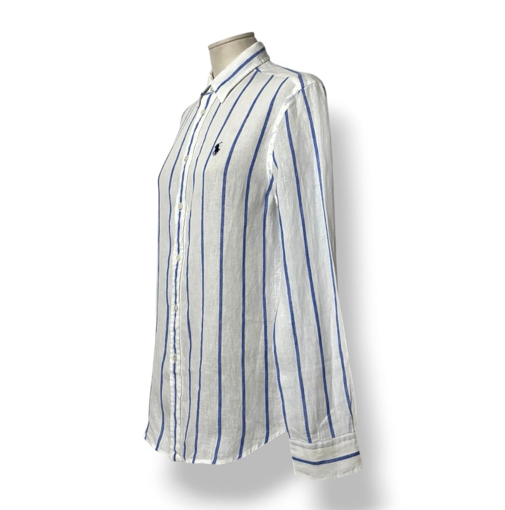 Camisa de Lino para Mujer Polo Ralph Lauren a Rayas Azules y Blancas