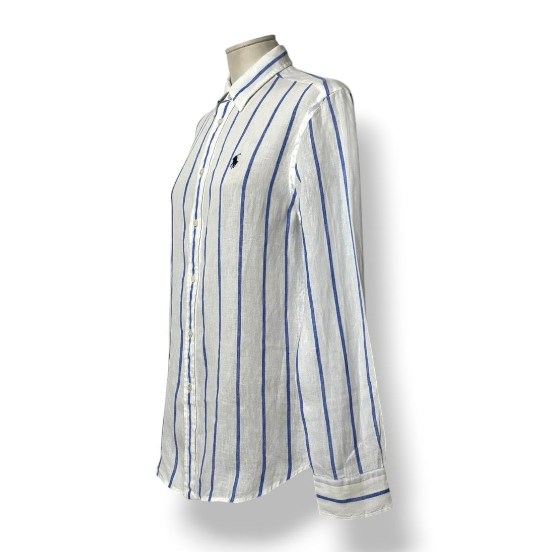 Camisa de Lino para Mujer Polo Ralph Lauren a Rayas Azules y Blancas