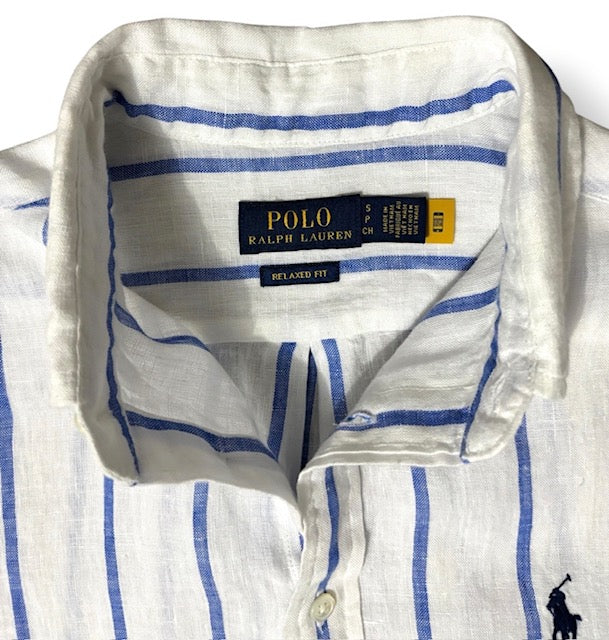 Camisa de Lino para Mujer Polo Ralph Lauren a Rayas Azules y Blancas