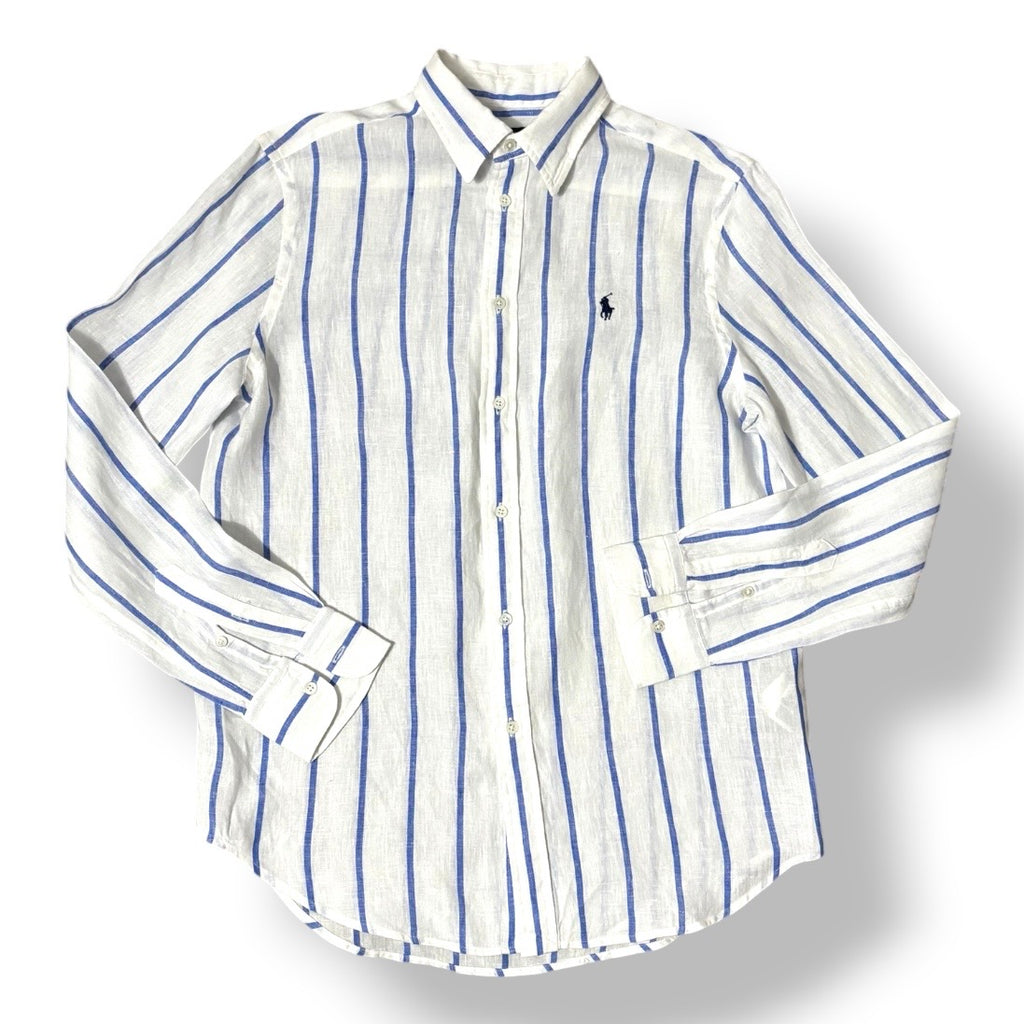 Camisa de Lino para Mujer Polo Ralph Lauren a Rayas Azules y Blancas