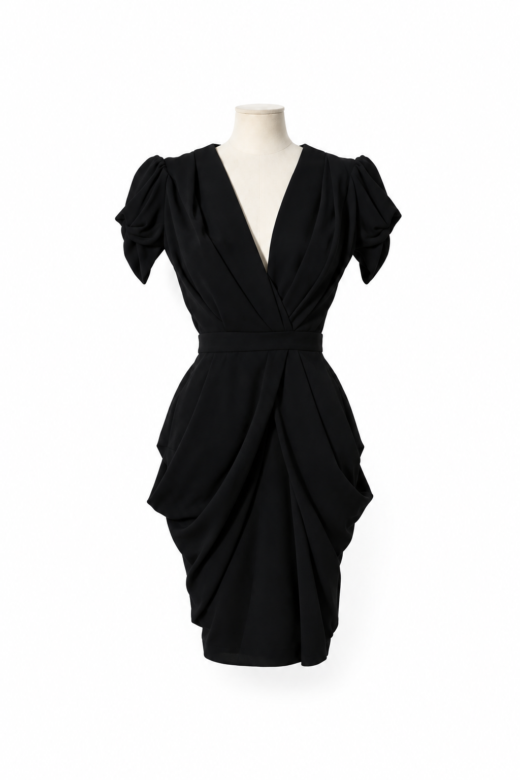 Vestido Miu Miu negro drapeado de viscosa – Talla 36 – Circa 2009