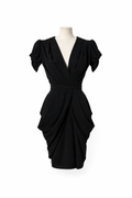 Vestido Miu Miu negro drapeado de viscosa – Talla 36 – Circa 2009