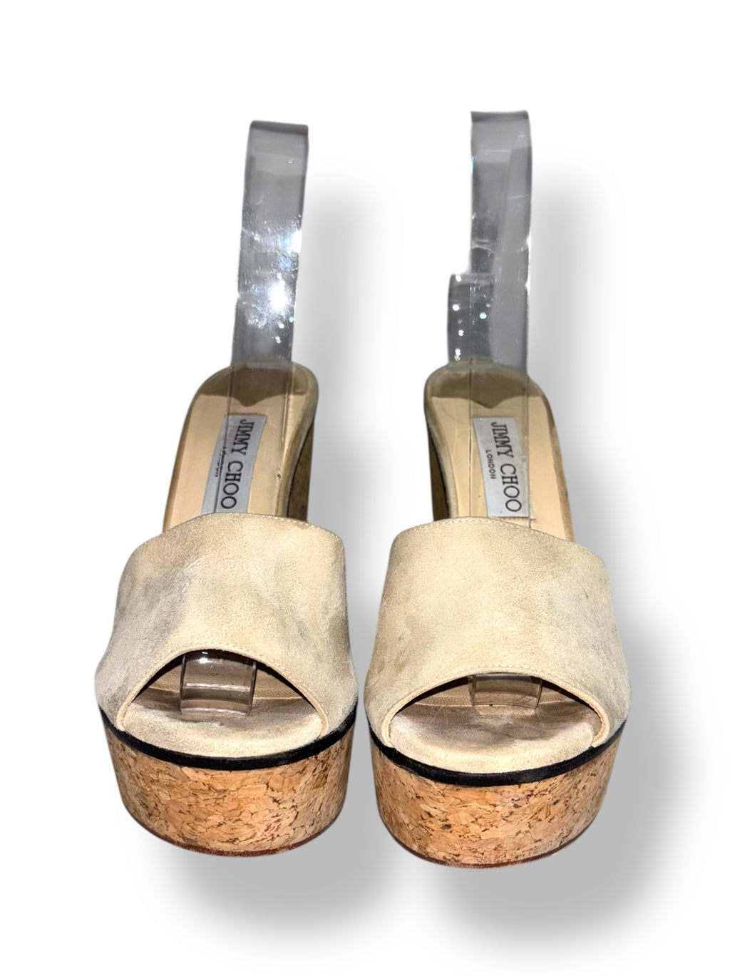 Sandalias de Plataforma Jimmy Choo DeeDee 125 - Gamuza Beige y Corcho