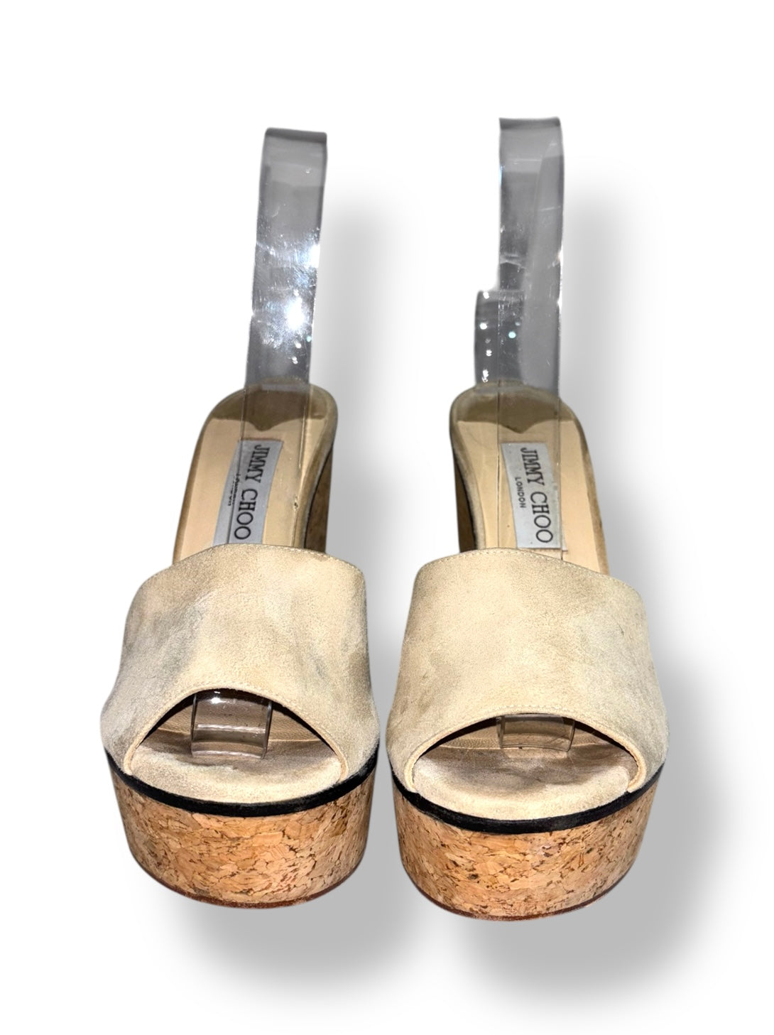 Sandalias de Plataforma Jimmy Choo DeeDee 125 - Gamuza Beige y Corcho