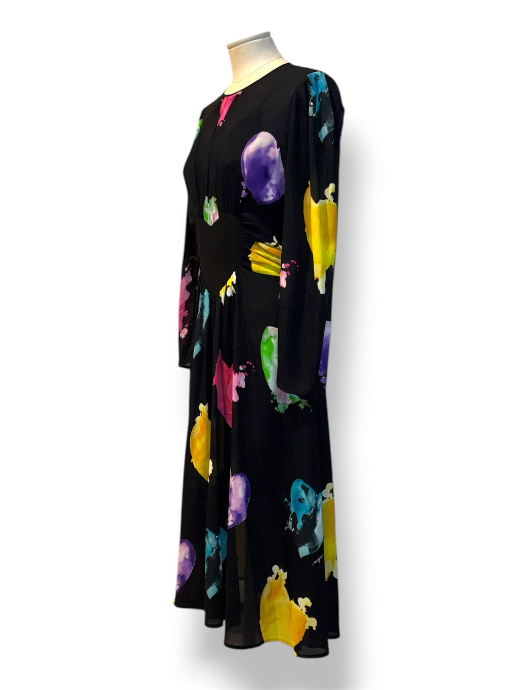 Vestido Midi MSGM de Viscosa con Estampado de Corazones Maltinti