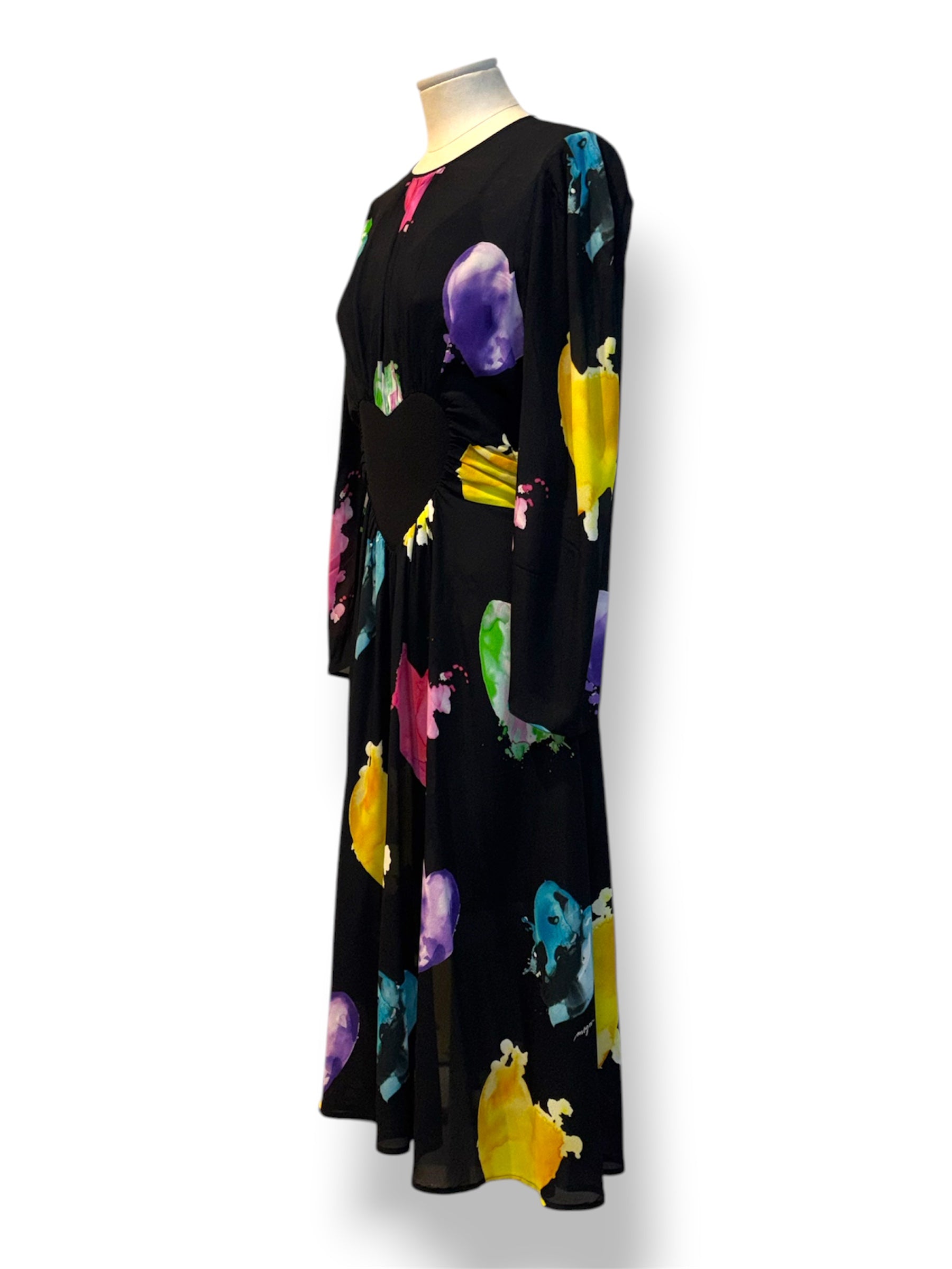 Vestido Midi MSGM de Viscosa con Estampado de Corazones Maltinti
