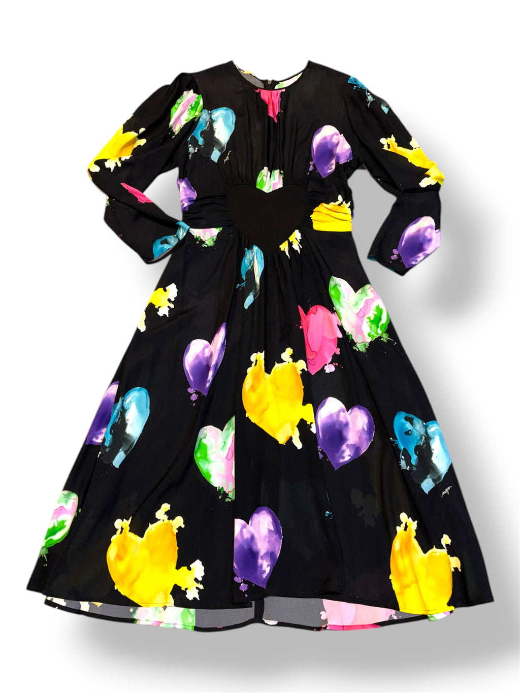 Vestido Midi MSGM de Viscosa con Estampado de Corazones Maltinti