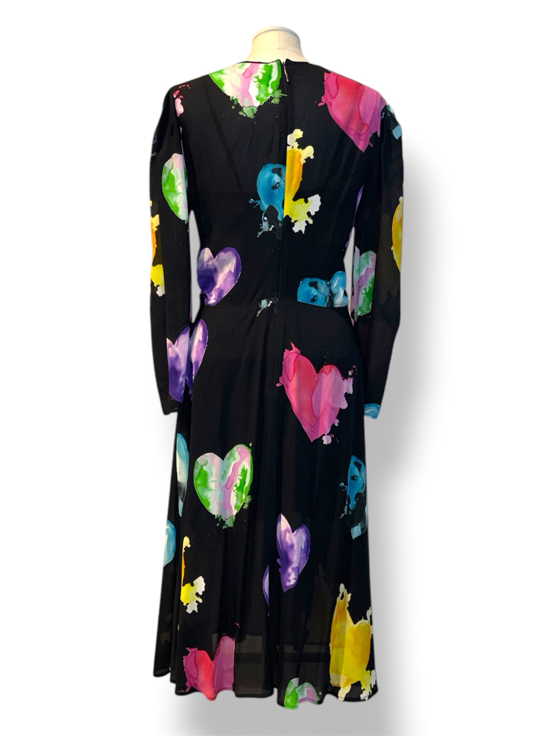 Vestido Midi MSGM de Viscosa con Estampado de Corazones Maltinti