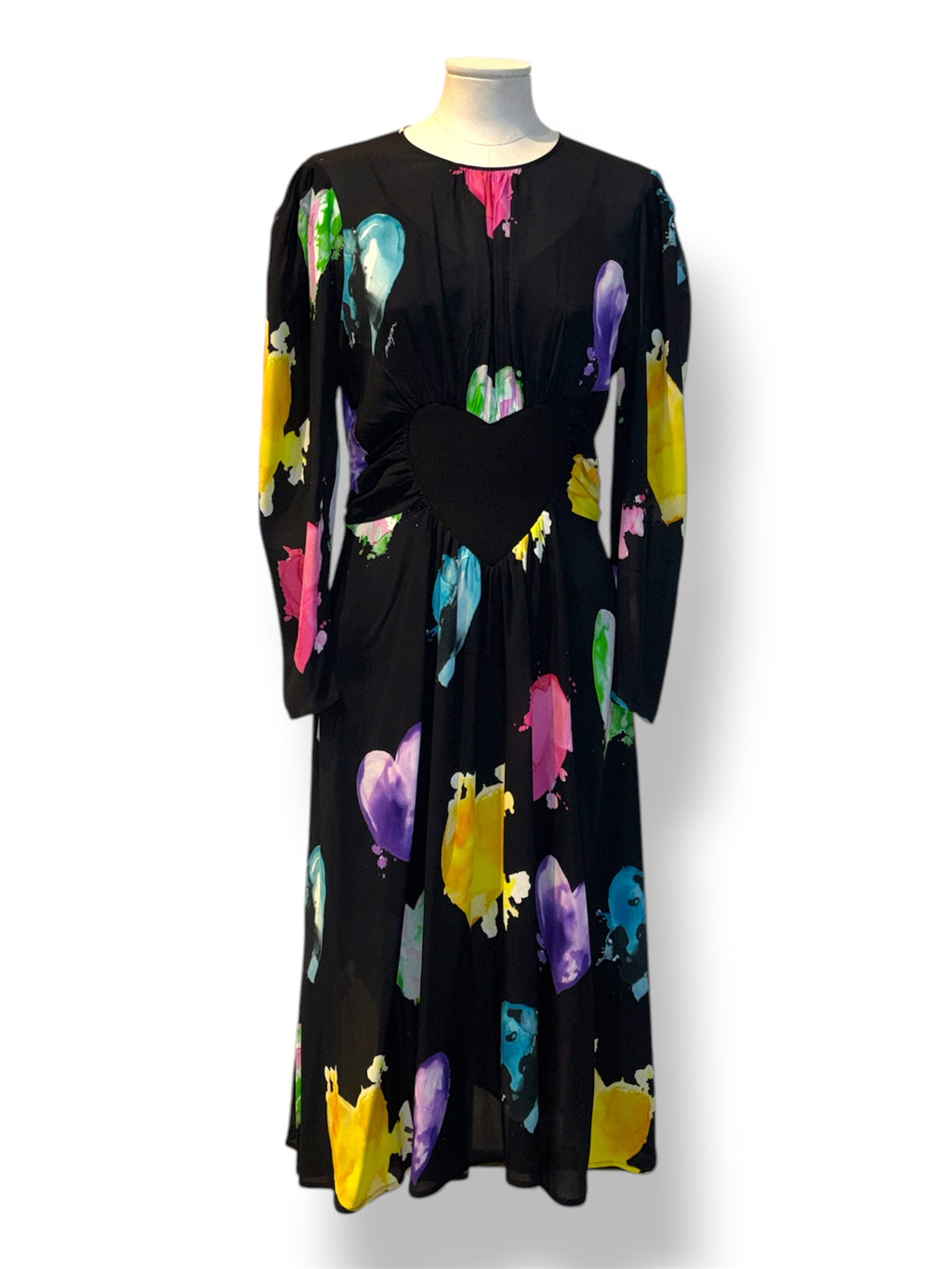 Vestido Midi MSGM de Viscosa con Estampado de Corazones Maltinti