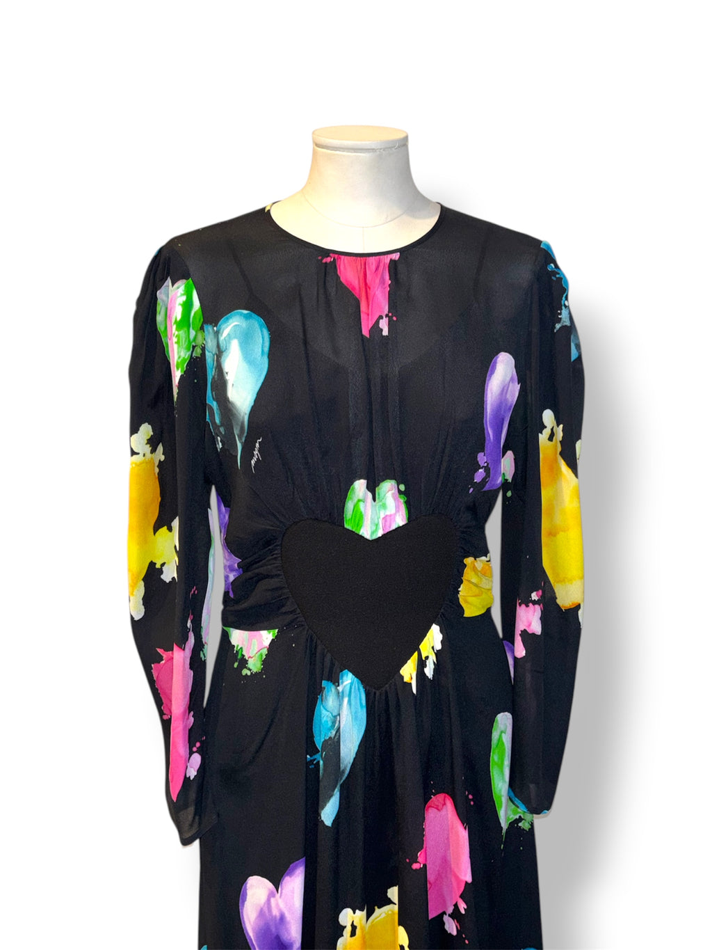Vestido Midi MSGM de Viscosa con Estampado de Corazones Maltinti