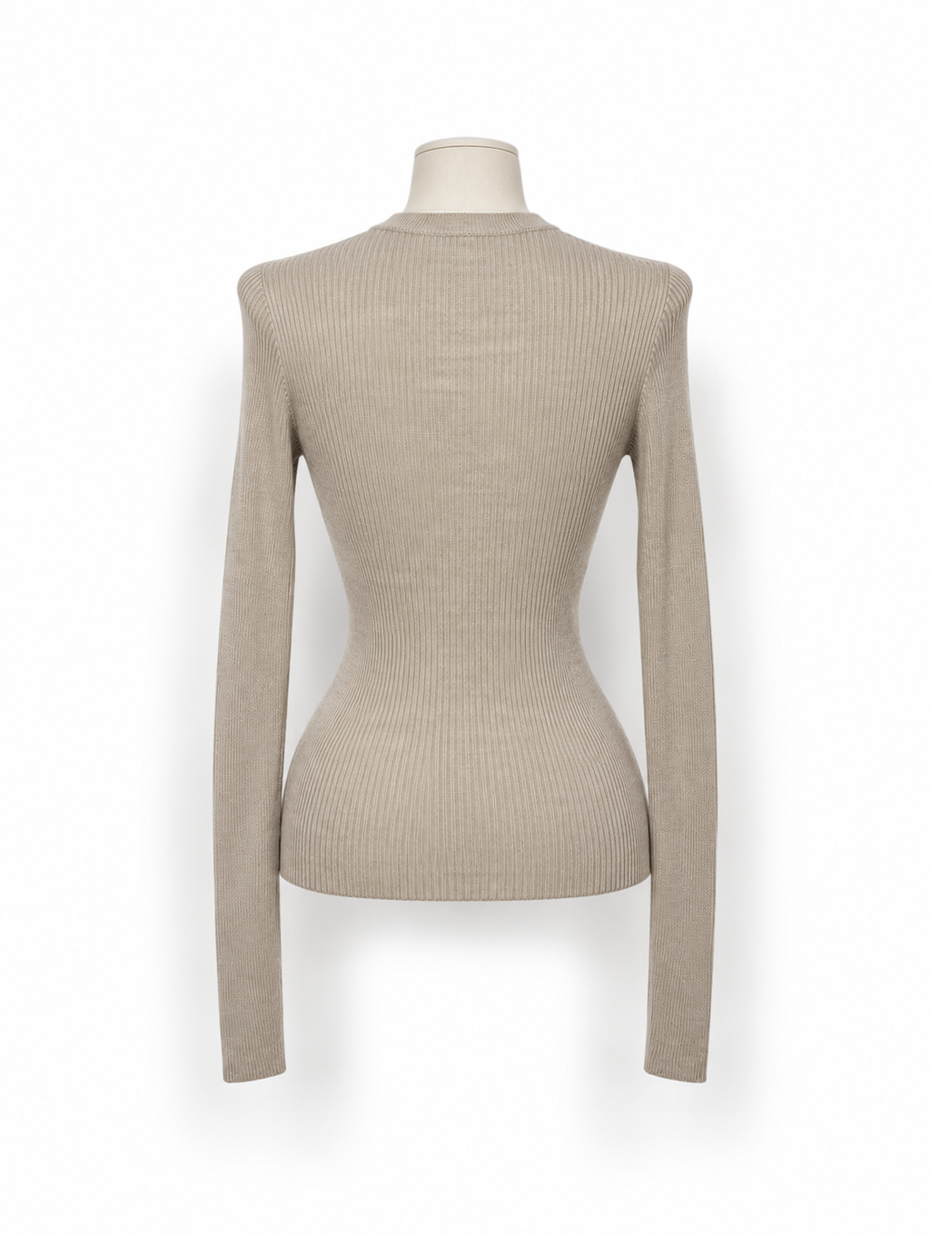 Jersey Prada de punto canalé beige con bolsillo – Talla 40
