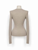 Jersey Prada de punto canalé beige con bolsillo – Talla 40