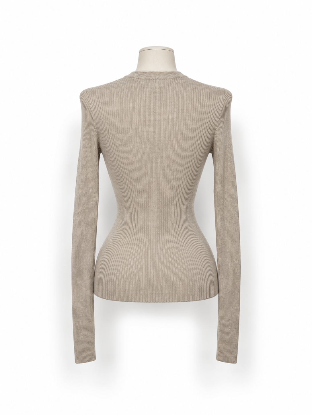Jersey Prada de punto canalé beige con bolsillo – Talla 40