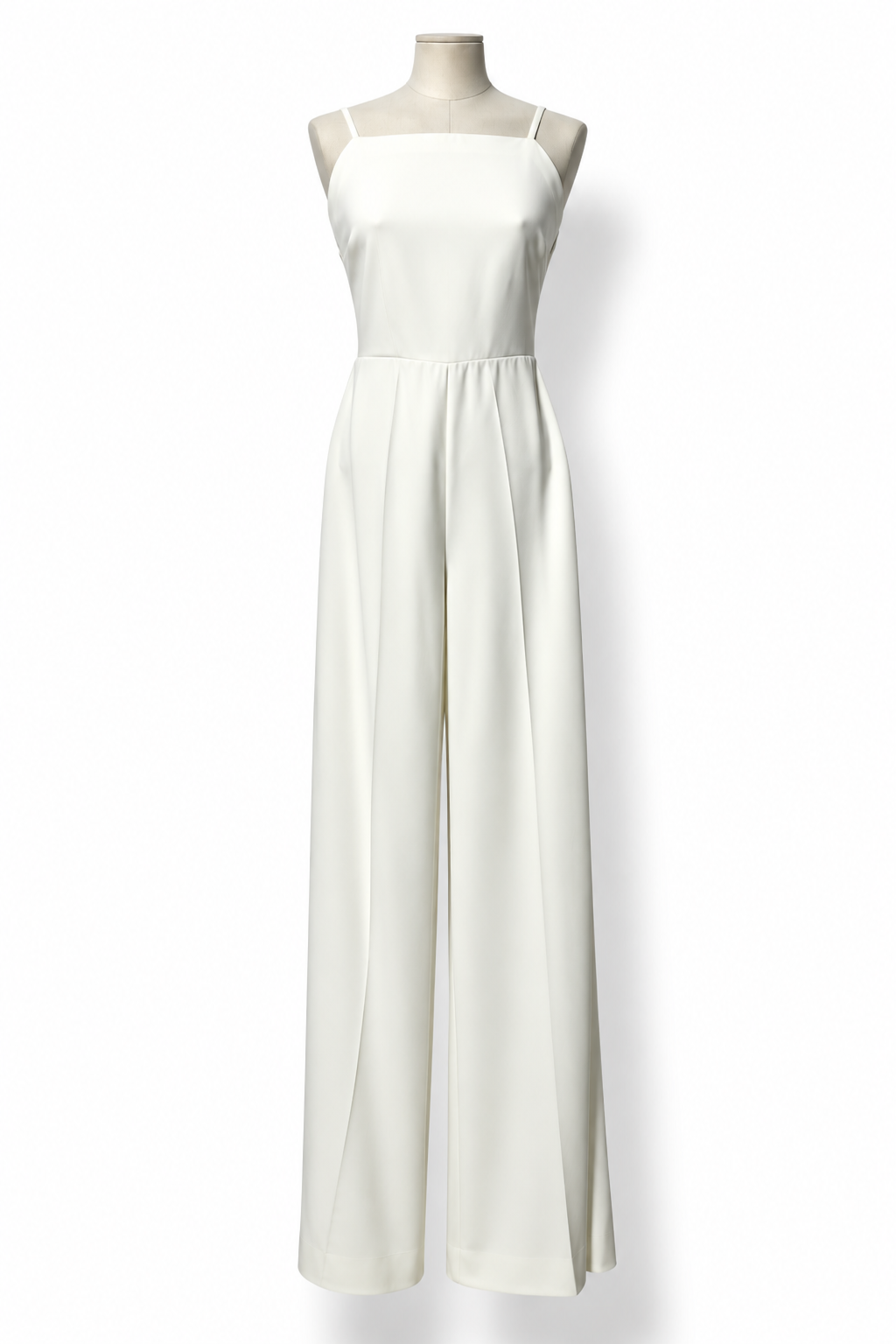 Mono largo Max Mara blanco marfil de crepé satinado con espalda abierta - Talla 36