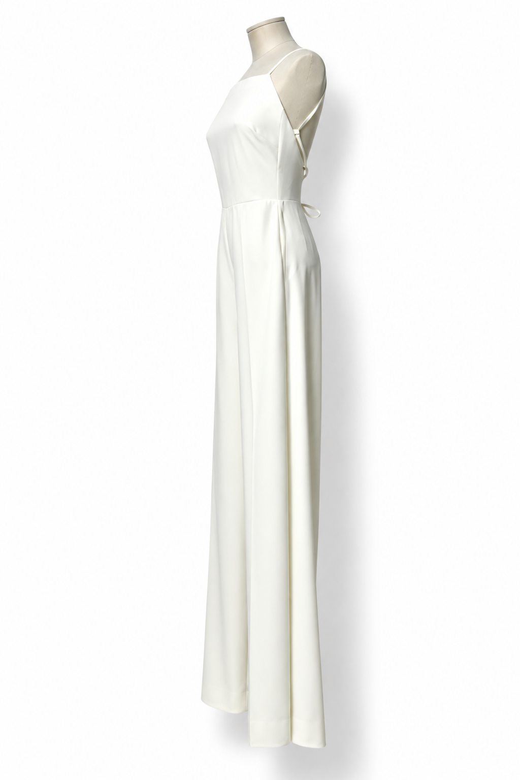 Mono largo Max Mara blanco marfil de crepé satinado con espalda abierta - Talla 36