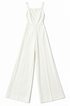 Mono largo Max Mara blanco marfil de crepé satinado con espalda abierta - Talla 36