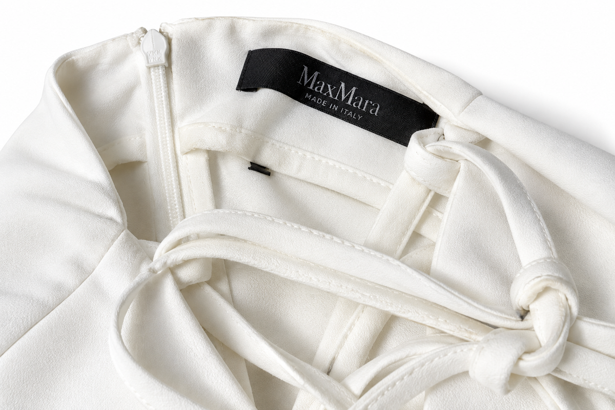Mono largo Max Mara blanco marfil de crepé satinado con espalda abierta - Talla 36