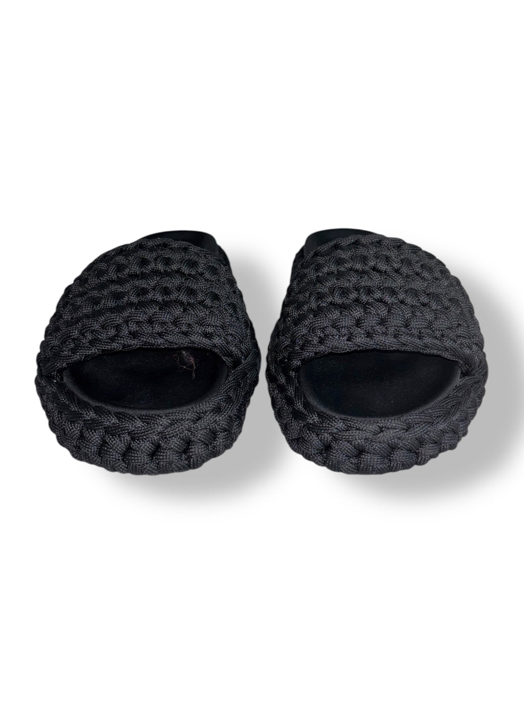 Sandalias de Plataforma Plana Nº21 en Cuerda Trenzada Negra – Slides de Lujo Italianas