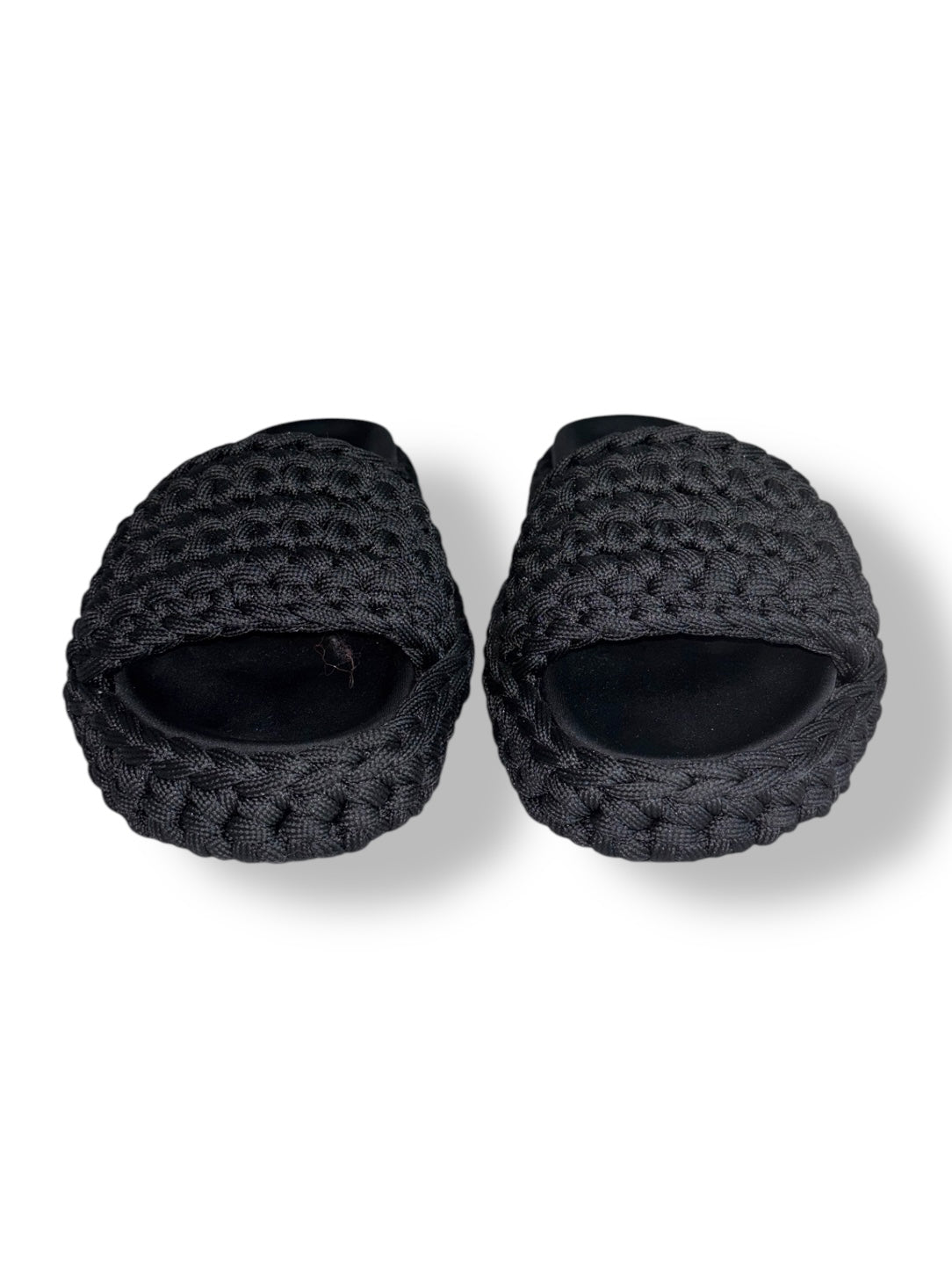 Sandalias de Plataforma Plana Nº21 en Cuerda Trenzada Negra – Slides de Lujo Italianas