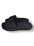Sandalias de Plataforma Plana Nº21 en Cuerda Trenzada Negra – Slides de Lujo Italianas