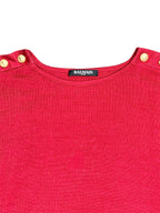 Top Balmain rojo con botones dorados en hombros estilo militar