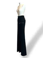 Pantalón Chloé negro de tiro alto con pernera flare y cremalleras