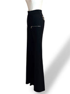 Pantalón Chloé negro de tiro alto con pernera flare y cremalleras