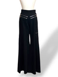 Pantalón Chloé negro de tiro alto con pernera flare y cremalleras