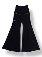 Pantalón Chloé negro de tiro alto con pernera flare y cremalleras